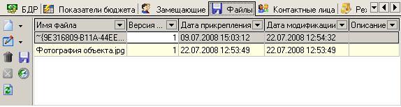 Файлы, прикреплённые к объекту проекта